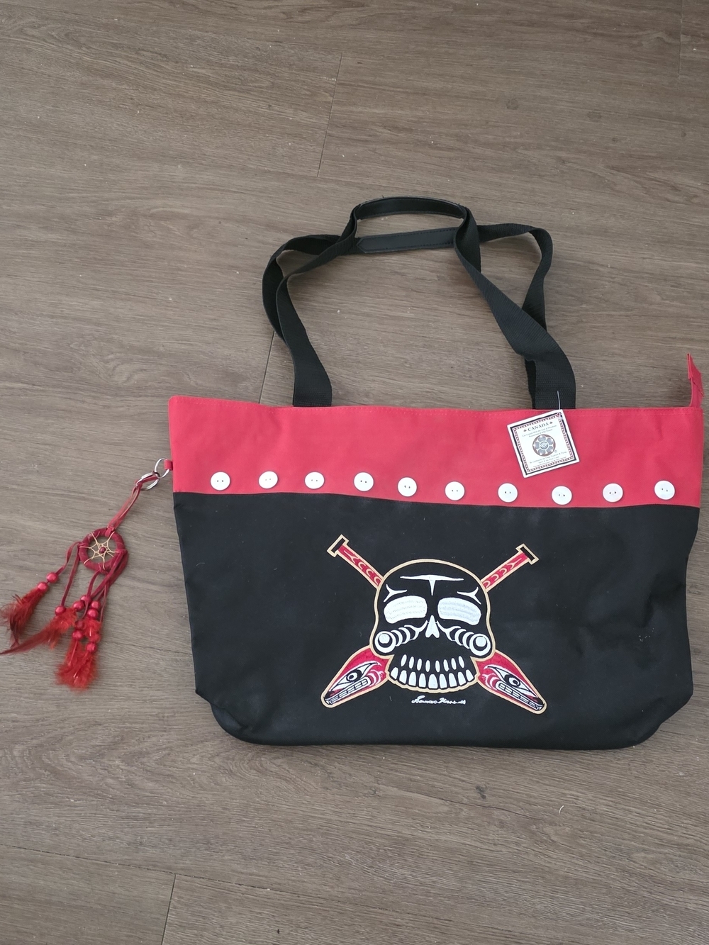 Black & Red Skull Tote Bag